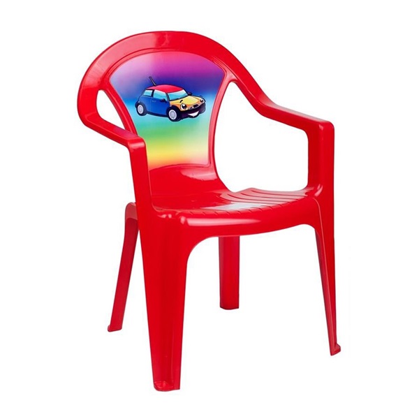 Detský záhradný nábytok - Plastová stolička červená auto