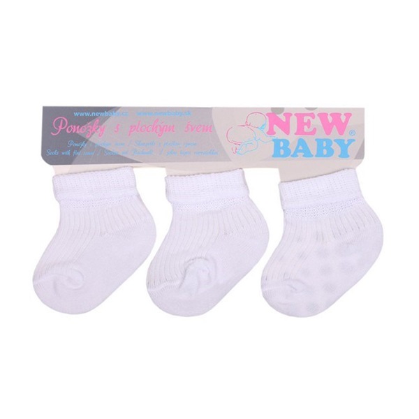 Dojčenské pruhované ponožky New Baby biele - 3ks