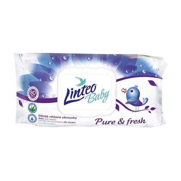 Detské vlhčené obrúsky Linteo Baby 80 ks Pure and fresh - sada 24 kusov