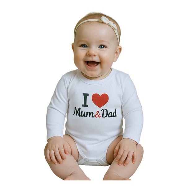 Body s potlačou New Baby I Love Mum and Dad