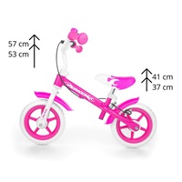 Detské odrážadlo kolo Milly Mally Dragon s brzdou pink