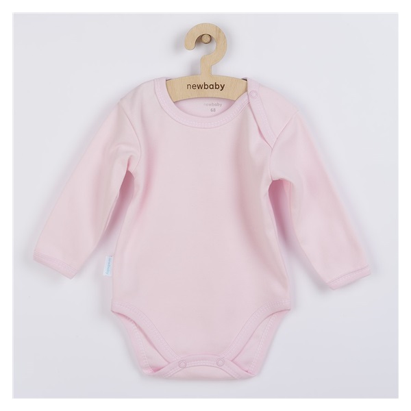 Dojčenské bavlnené body s dlhým rukávom New Baby Pastel ružové