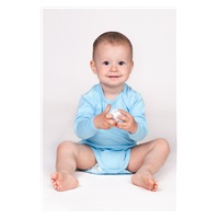 Dojčenské bavlnené body s dlhým rukávom New Baby Pastel modré