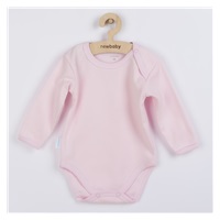 Dojčenské bavlnené body s dlhým rukávom New Baby Pastel ružové