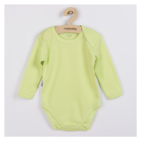 Dojčenské bavlnené body s dlhým rukávom New Baby Pastel zelené