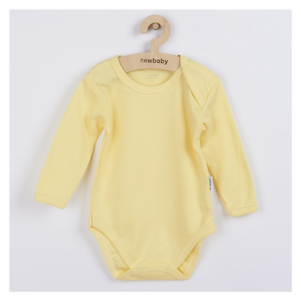 Dojčenské bavlnené body s dlhým rukávom New Baby Pastel žlté