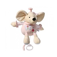 Plyšová hračka s hracím strojčekom Baby Ono Myška ružová 31cm