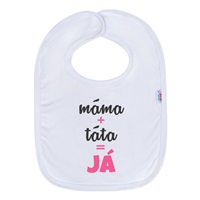 Detský podbradník New Baby máma+táta=JÁ ružový