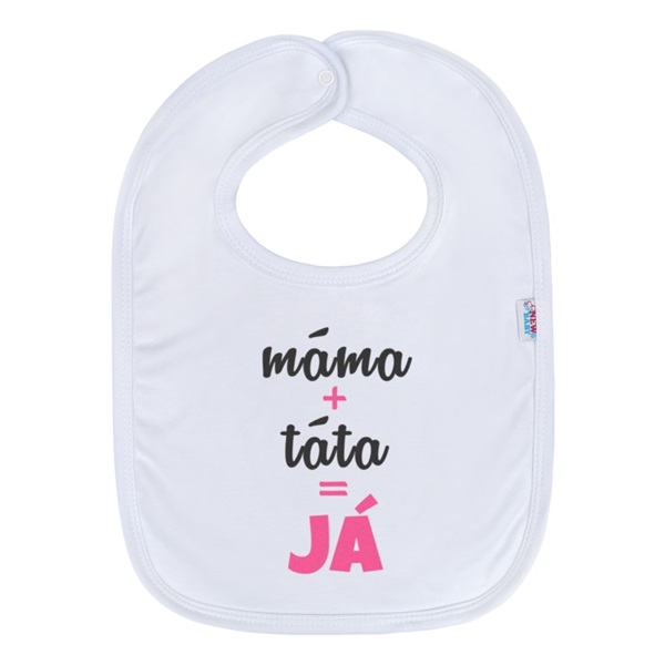 Detský podbradník New Baby máma+táta=JÁ ružový