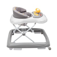 Detské chodítko Baby Mix s volantom a silikónovými kolieskami sivé