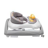 Detské chodítko Baby Mix s volantom a silikónovými kolieskami sivé