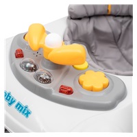 Detské chodítko Baby Mix s volantom a silikónovými kolieskami sivé