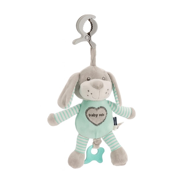 Edukačná hrajúca plyšová hračka s klipom Baby Mix pes mätový