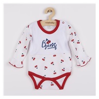 Dojčenské bavlnené body s dlhým rukávom New Baby Cherry