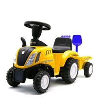 Detské odrážadlo traktor s vlečkou a náradim Baby Mix New Holland žltý