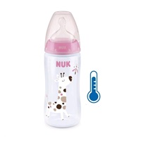 Dojčenská fľaša NUK FC+Temperature Control 300 ml BOX-Flow Control cumlík pink