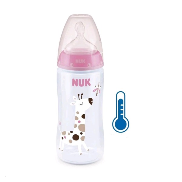 Dojčenská fľaša NUK FC+Temperature Control 300 ml BOX-Flow Control cumlík pink