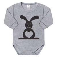 Dojčenské body s dlhým rukávom New Baby Zvieratko Zajačik sivé