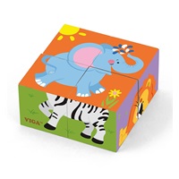 Drevené puzzle kocky pre najmenších Viga Zoo