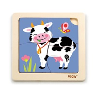 Drevené puzzle pre najmenších Viga 4 ks Kravička