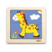 Drevené puzzle pre najmenších Viga 4 ks Žirafa