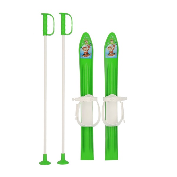 Detské lyže s viazaním a palicami Baby Mix 60 cm zelené