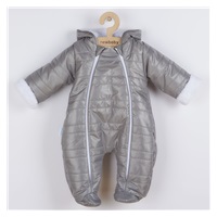 Zimná dojčenská kombinéza s kapucňou s uškami New Baby Pumi grey