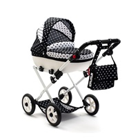 Detský kočík pre bábiky New Baby COMFORT bielo-čierny