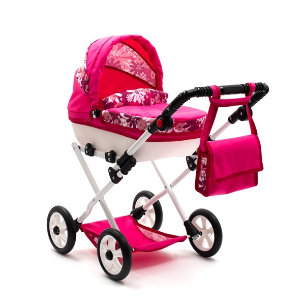 Detský kočík pre bábiky New Baby COMFORT ružový kvety