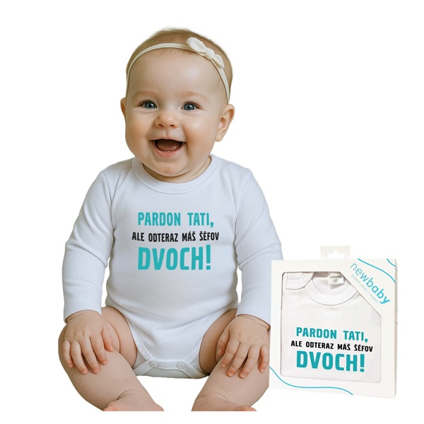 Body s potlačou New Baby Pardon tati,... máš šéfov dvoch! - darčekové balenie