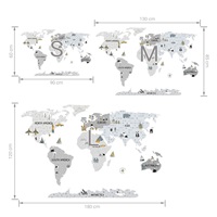Samolepka na stenu Mapa S sivá