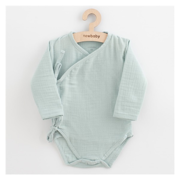 Dojčenské mušelínové body s bočným zaviazovaním New Baby Soft dress mätová