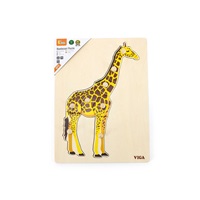 Detské drevené puzzle s úchytmi Montessori Viga Žirafa