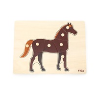 Detské drevené puzzle s úchytmi Montessori Viga Koník