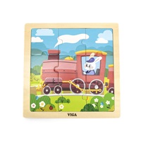 Drevené puzzle pre najmenších Viga 9 ks Vlak
