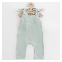 Dojčenské mušelínové zahradníčky New Baby Soft dress mätová
