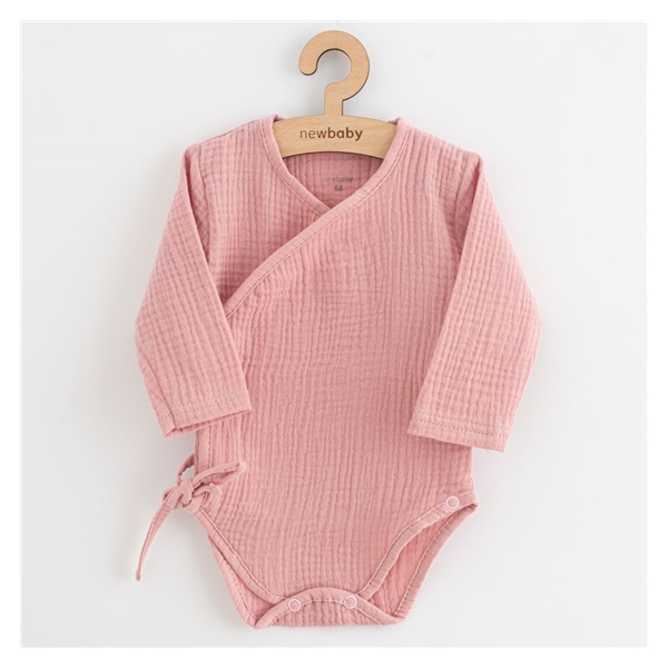 Dojčenské mušelínové body s bočným zaviazovaním New Baby Soft dress ružová