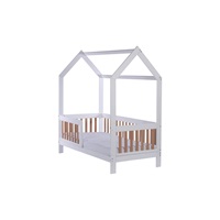 Detská buková posteľ domček so zábradlím a roštom Drewex Casa Bambini 160x80x174 cm