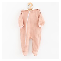 Dojčenský mušelínový overal s kapucňou New Baby Comfort clothes ružová