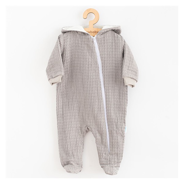 Dojčenský mušelínový overal s kapucňou New Baby Comfort clothes sivá