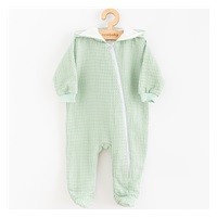 Dojčenský mušelínový overal s kapucňou New Baby Comfort clothes šalviová