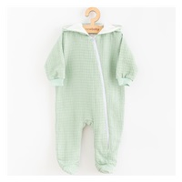 Dojčenský mušelínový overal s kapucňou New Baby Comfort clothes šalviová