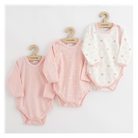 Dojčenské body celorozopínacie New Baby Classic II Dievča 3ks ružové