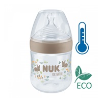 Dojčenská fľaša na učenie NUK for Nature s kontrolou teploty S hnedá