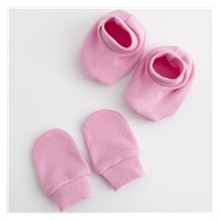 Dojčenský bavlnený set-capačky a rukavičky New Baby ružová 0-6m