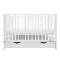 Detská postieľka New Baby BASIC so sťahovacou bočnicou a šuplíkom biela