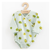 Dojčenské mušelínové body s bočným zaviazovaním New Baby Avocado