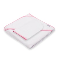 Detská froté osuška s kapuckou New Baby BASIC 80x80 bielo-ružová