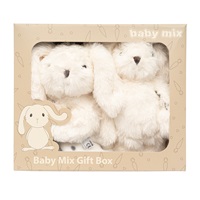 Darčeková súprava Baby Mix – biely zajačik s hrkálkou a dečkou