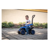 Detské elektrické odrážadlo Baby Mix Ruggy s vodiacou tyčou modré